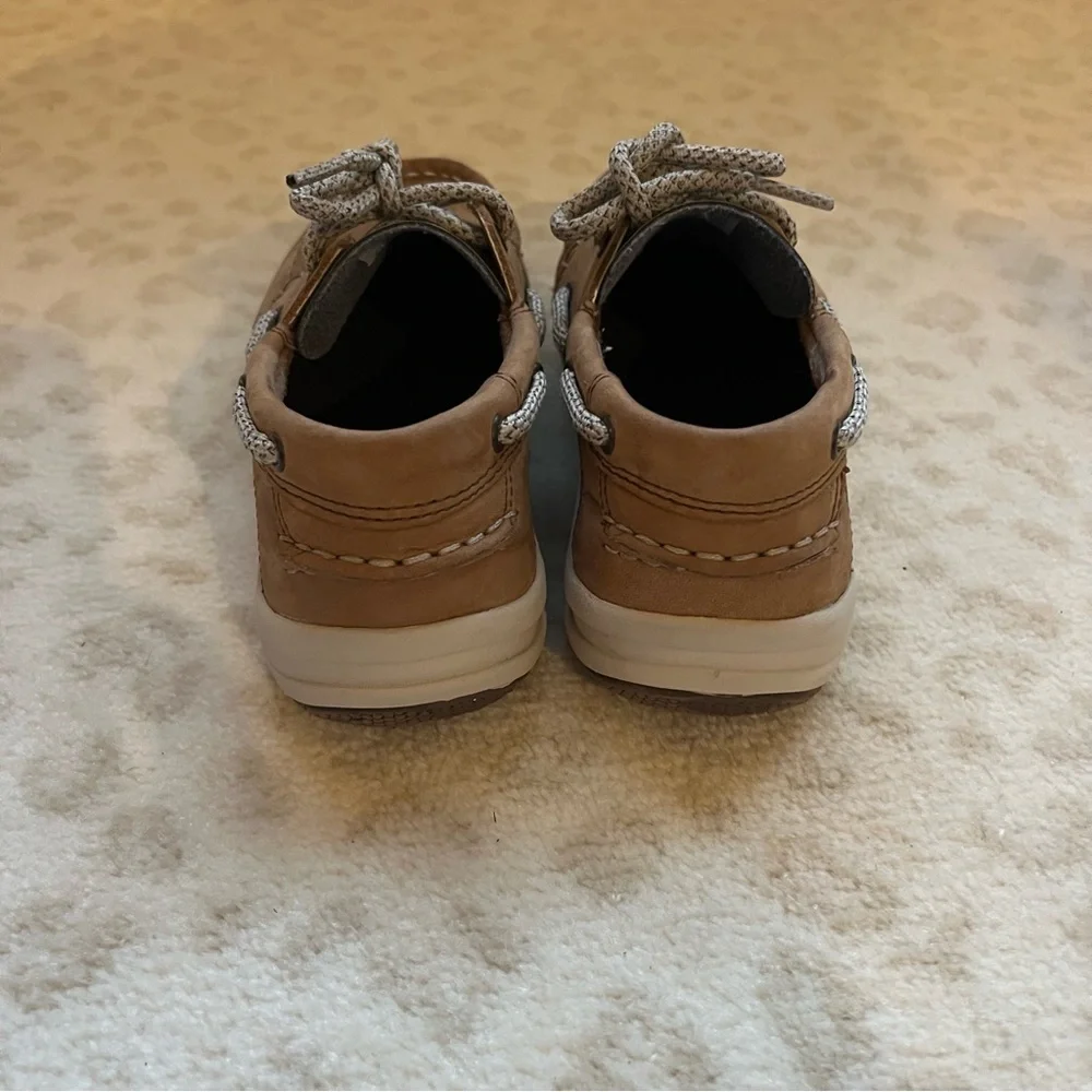 Sperry Tan Boat Shoes with White Stitching - Picture 5 of 8